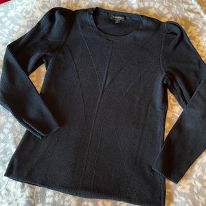 Banana republic, crewneck sweater with puff sleeves, black, size large